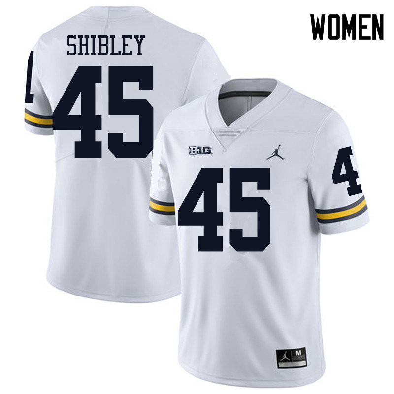 Jordan Brand Women #45 Adam Shibley Michigan Wolverines College Football Jerseys Sale-White
